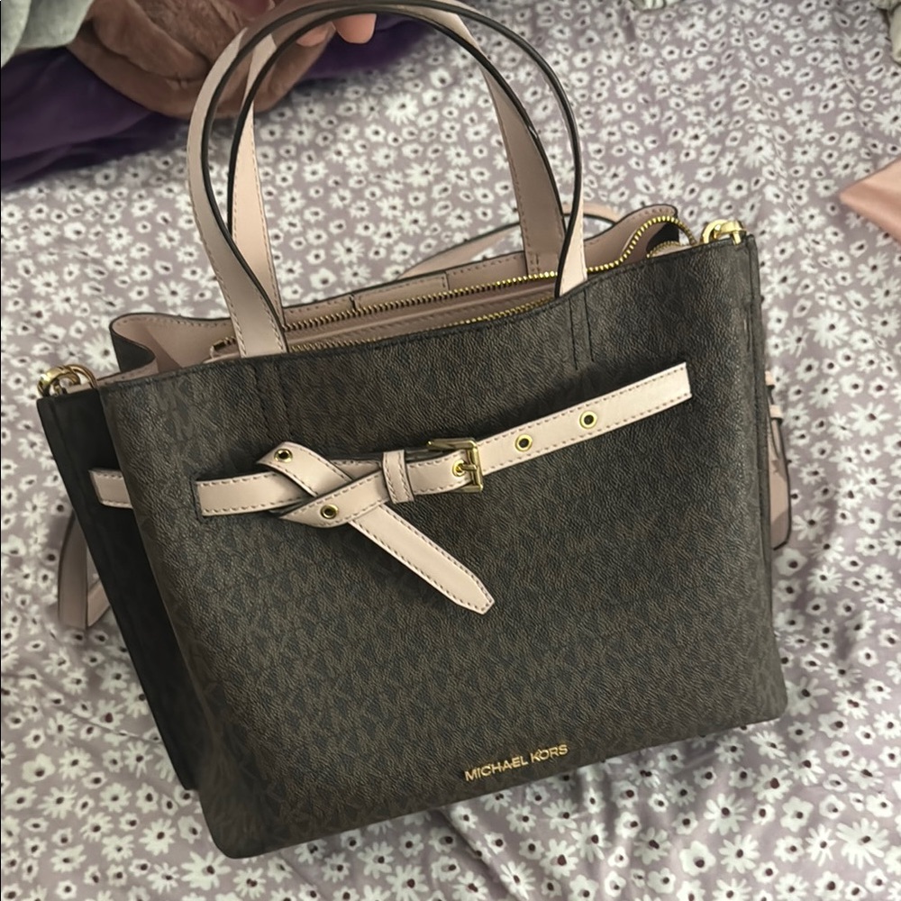 Michael Kors Brown and Soft Pink Purse